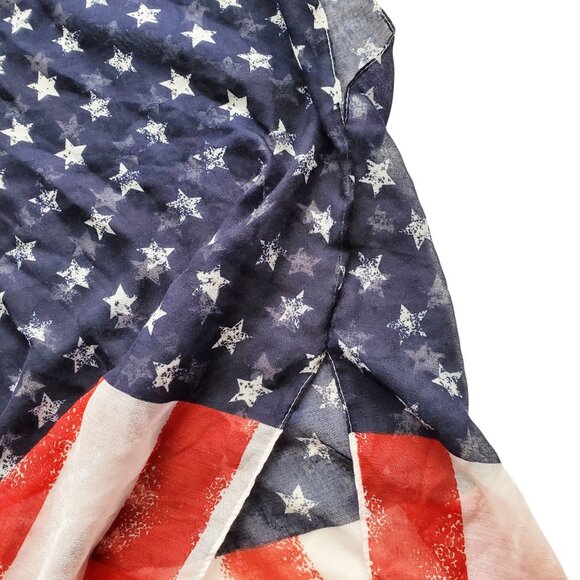 American Flag Kimono Top Sheer Patriotic USA Red White Blue Stars Stripes 2X - Picture 7 of 12